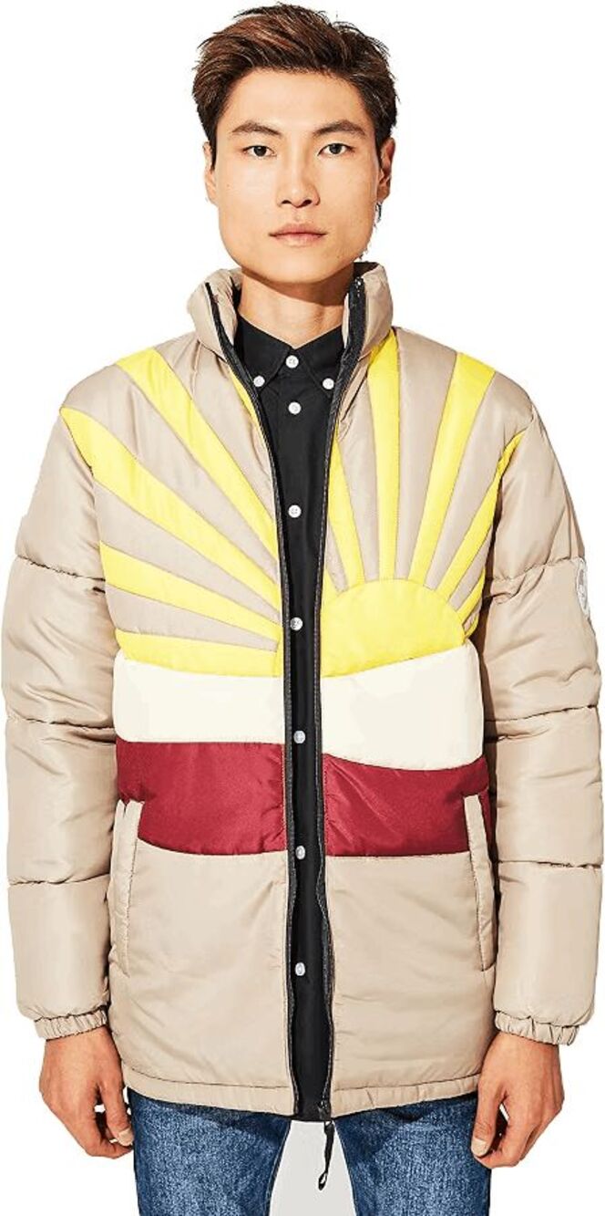 WeSC Beige Landscape Full Zip-Up Insulated Puffer Jacket Coat Men's Size XL